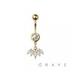 316L SURGICAL STEEL MULTI CZ MARQUISE FAN DANGLE BELLY BUTTON NAVEL RING 